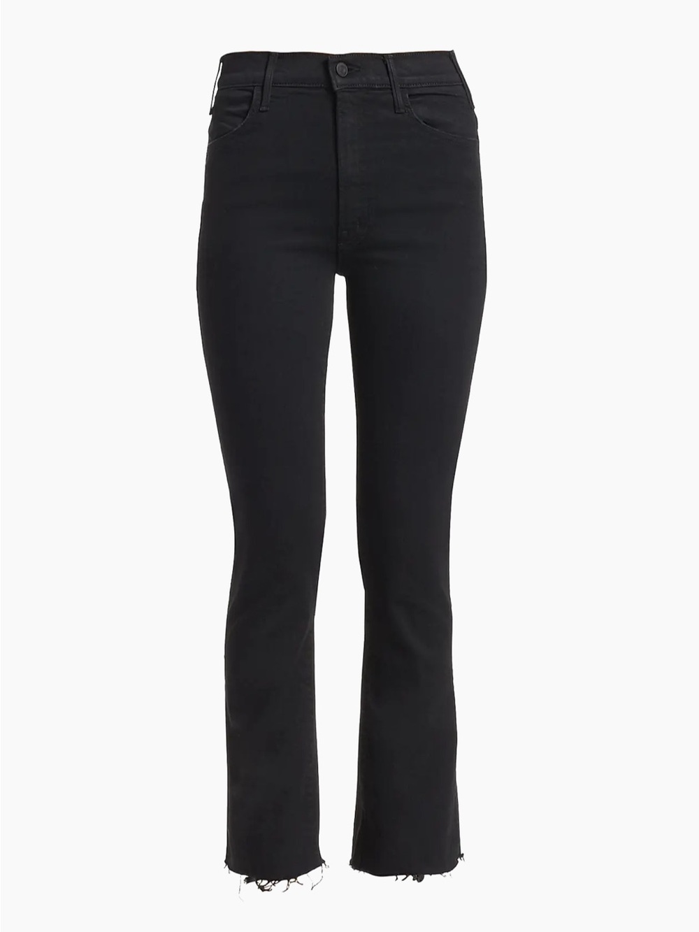 MOTHER The Hustler Ankle Fray Black Flare Jeans Size 27 | High Rise Raw Hem